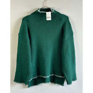 Gibsonlook Womens Pullover Long Sleeve Classic Turtleneck Sweater Green Sz S